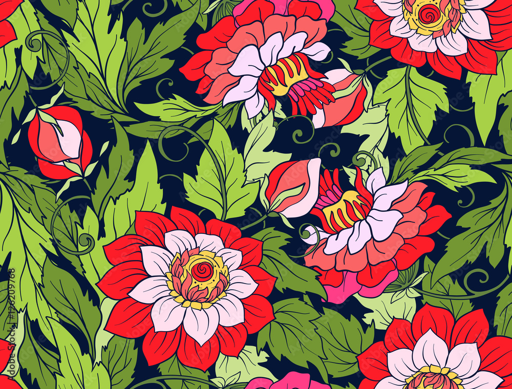 Fototapeta premium Floral seamless pattern. Flower background. Floral seamless texttile