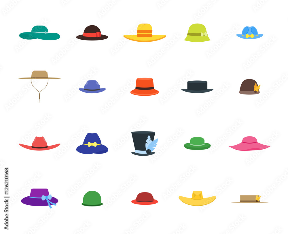 Hats Set Fashion for Men and Women. Vector Hats Set Fashion for Men and Women. Vector