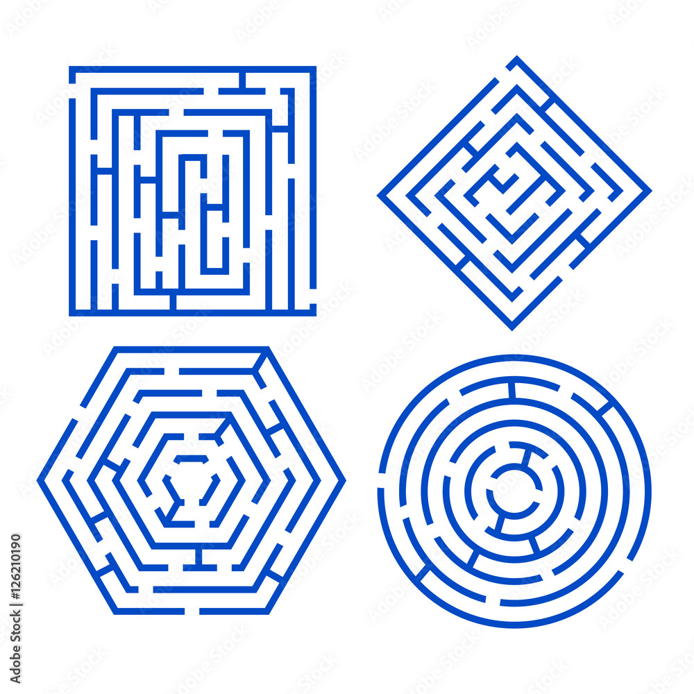 Labyrinth Set Different Shapes. Vector Labyrinth Set Different Shapes. Vector