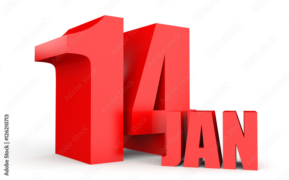 January 14. Text on white background. January 14. Text on white background.