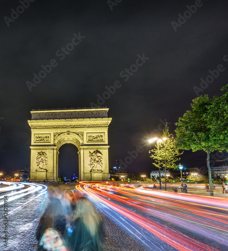 Arc de Triomphe and car lights at night © F.C.G.
