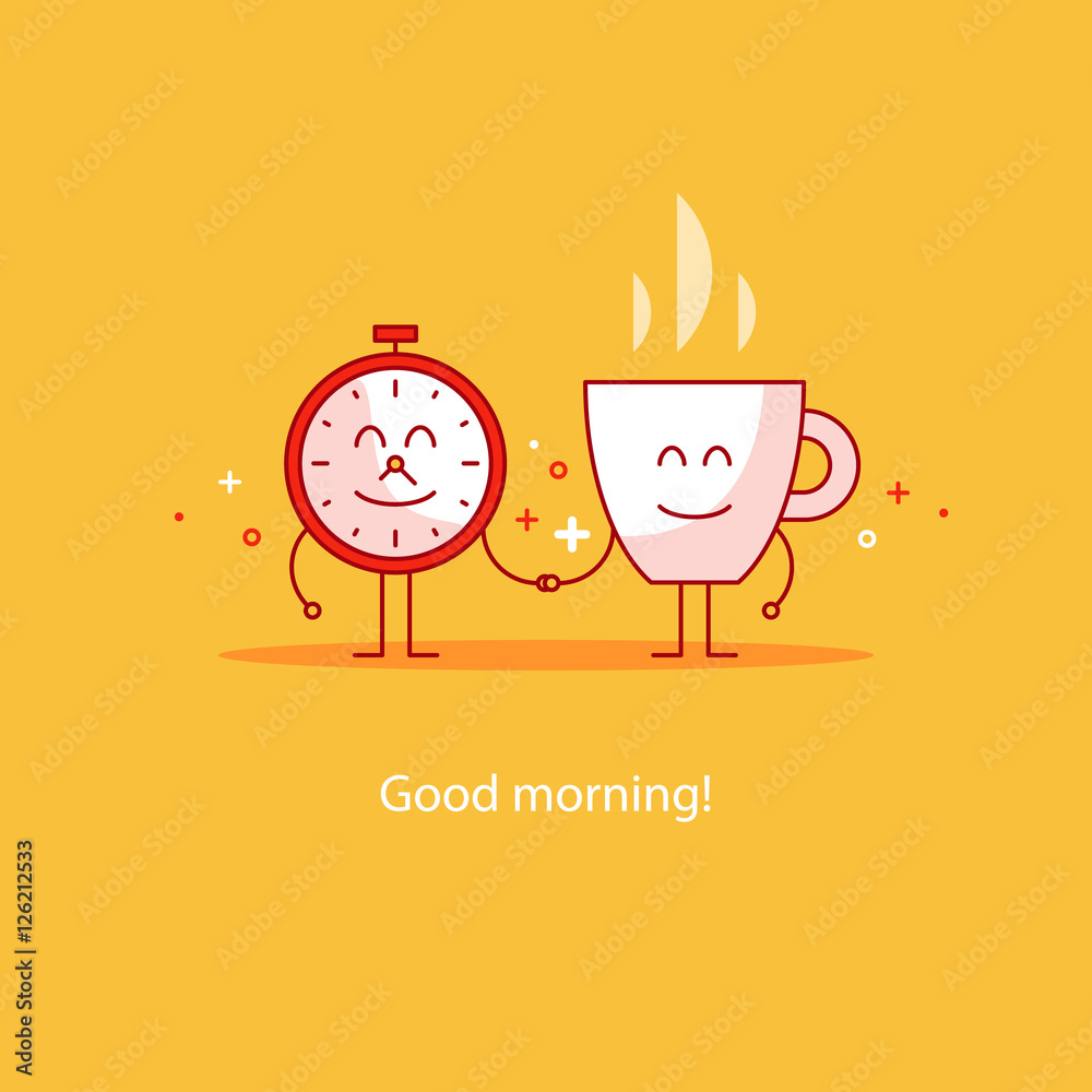 Good Morning New Day Good Morning, New Day, Tea Time Vector De Stock | Adobe Stock