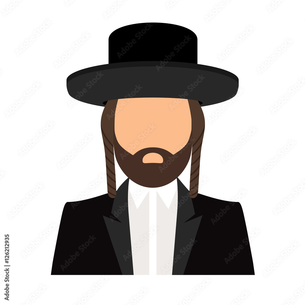 Jew orthodox icon. Jewish orthodox rabbi avatar flat vector