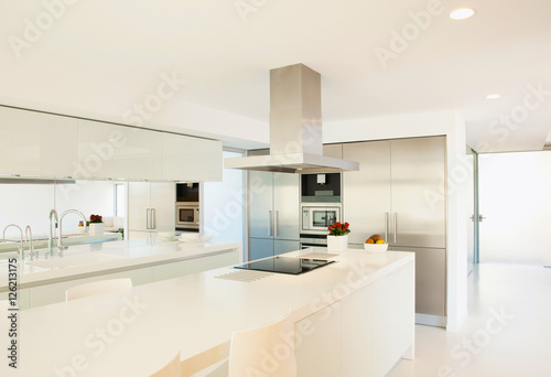 Fototapeta Naklejka Na Ścianę i Meble -  Modern architecture, beautiful kitchen of a luxury apartment