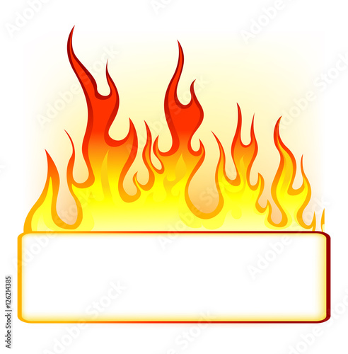 fire background with blank sign