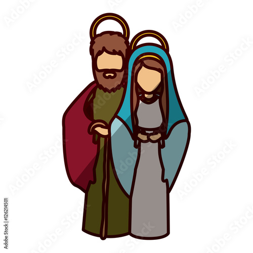 Mary and joseph cartoon icon. Holy night family christmas and betlehem theme. Isolated design. Vector illustration