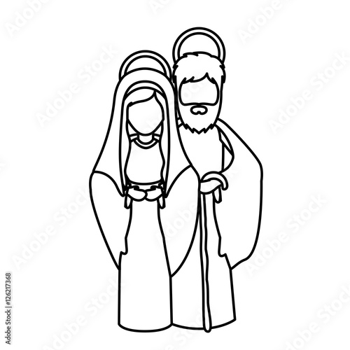 Mary and joseph cartoon icon. Holy night family christmas and betlehem theme. Isolated design. Vector illustration