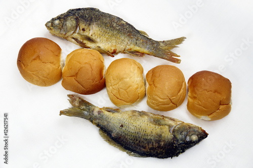 The five loaves, and the two fishes.