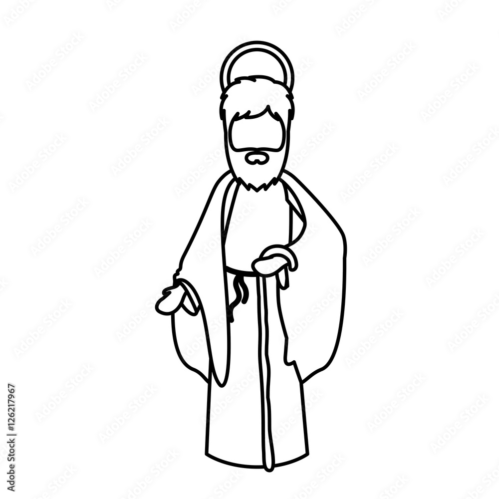 Joseph cartoon icon. Holy night family christmas and betlehem theme. Isolated design. Vector illustration Joseph cartoon icon. Holy night family christmas and betlehem theme. Isolated design. Vector illustration