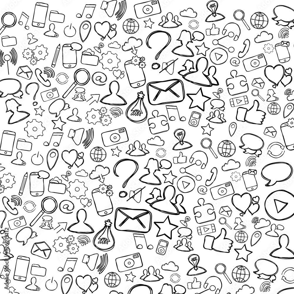 Wall paper of multimedia hand drawn icons