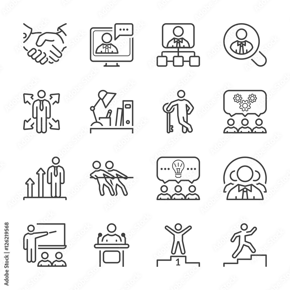 business people thin line icon set business people thin line icon set