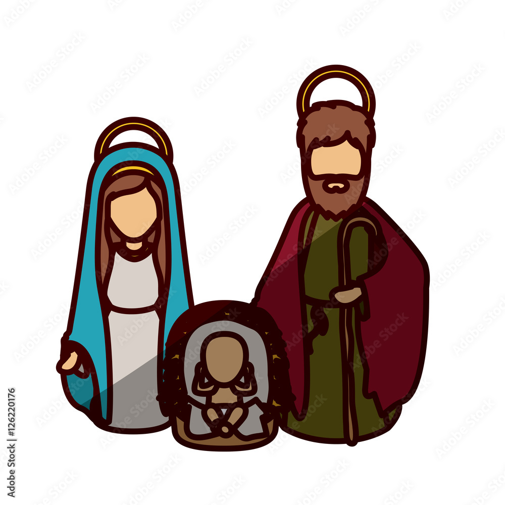 Mary joseph and baby jesus icon. Holy night family christmas and betlehem theme. Isolated design. Vector illustration Mary joseph and baby jesus icon. Holy night family christmas and betlehem theme. Isolated design. Vector illustration