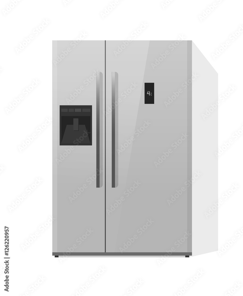 Vettoriale Stock Fridge vector illustration isolated, flat style two doors  refrigerator, kitchen freezer closed | Adobe Stock