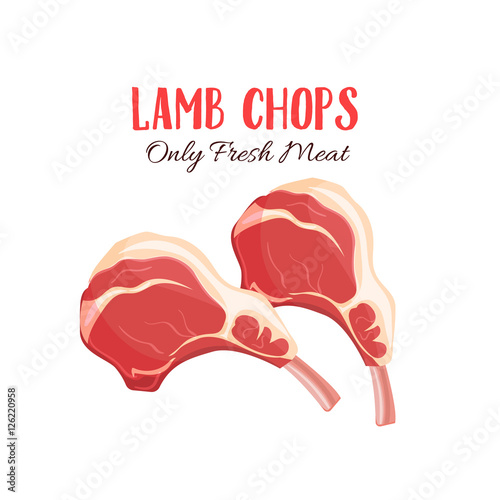 Lamb chop vector illustration in cartoon style.