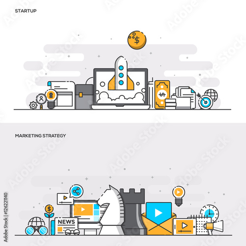 Flat line color concept- Startup and Marketing Strategy-Color