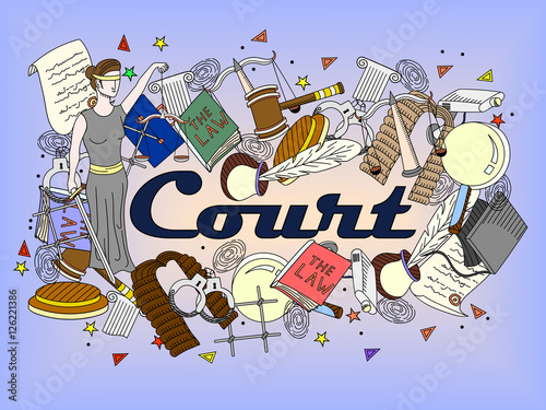Set law and justice vector