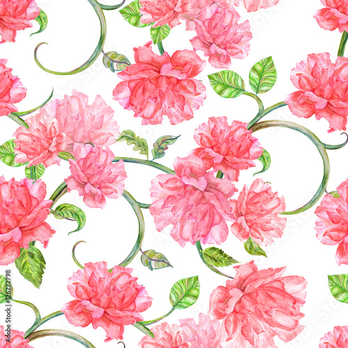 elegance seamless texture with fancy flora. watercolor painting