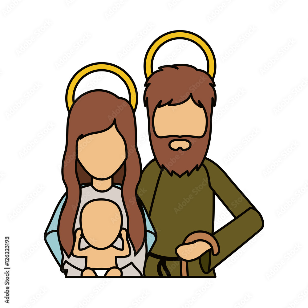 Mary joseph and baby jesus icon. Holy night family christmas and betlehem theme. Isolated design. Vector illustration Mary joseph and baby jesus icon. Holy night family christmas and betlehem theme. Isolated design. Vector illustration