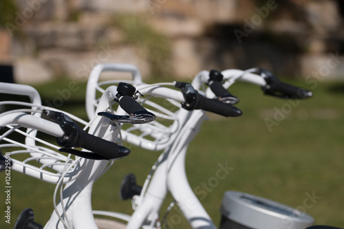 Nice looking white bicycles