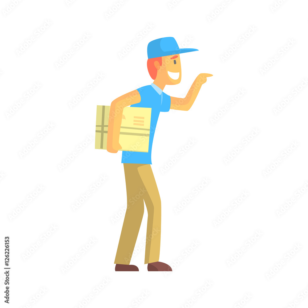 Delivery Guy With Big Backage Ringing The Door Delivery Guy With Big Backage Ringing The Door