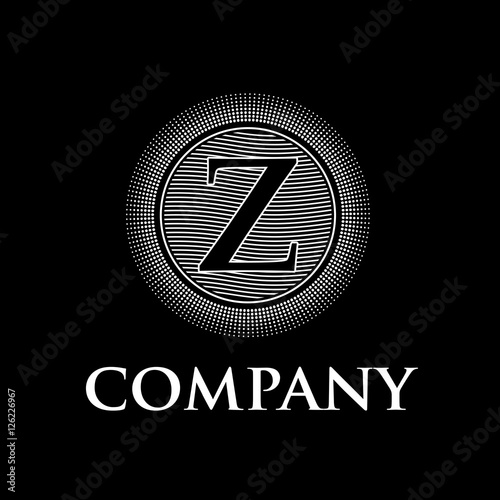 Elegant vector monogram initial letter Z with sun and waves, bla
