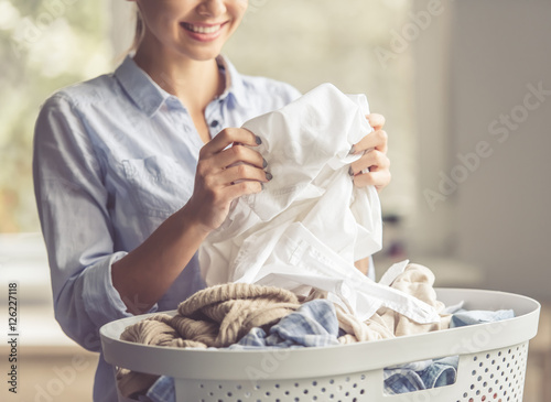 Woman washing clothes