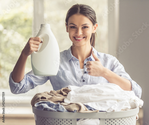 Woman washing clothes