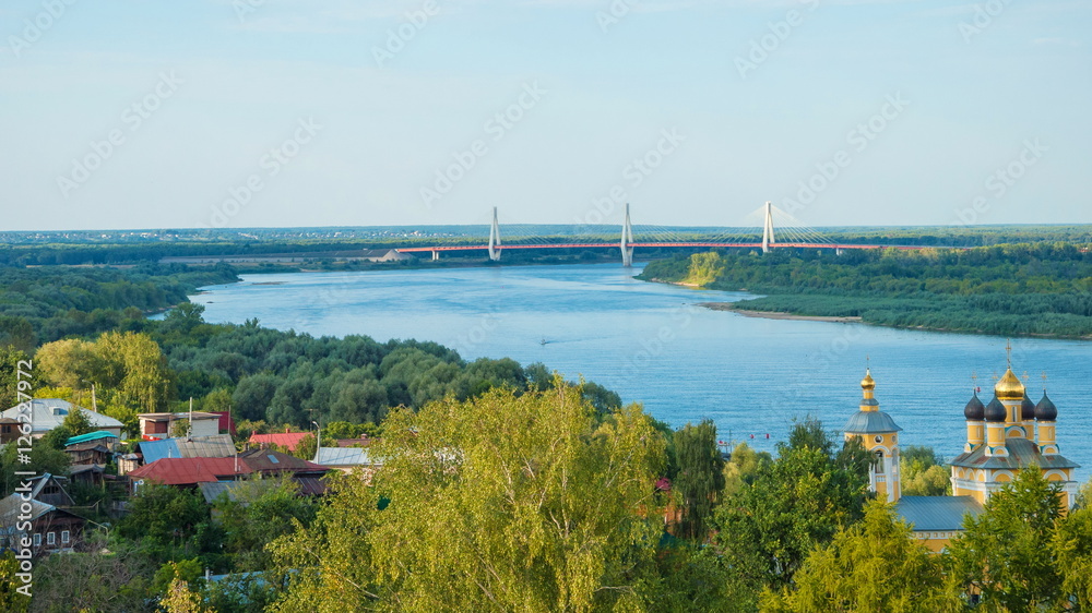 View of the ancient Russian provincial town of Murom and the Oka River