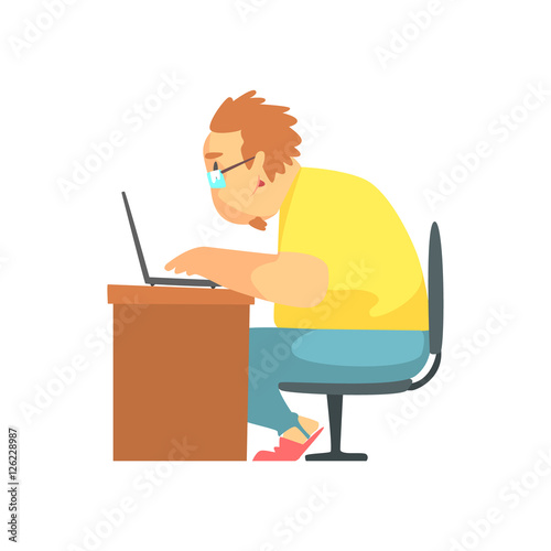 Programmer Working From Home Funny Character