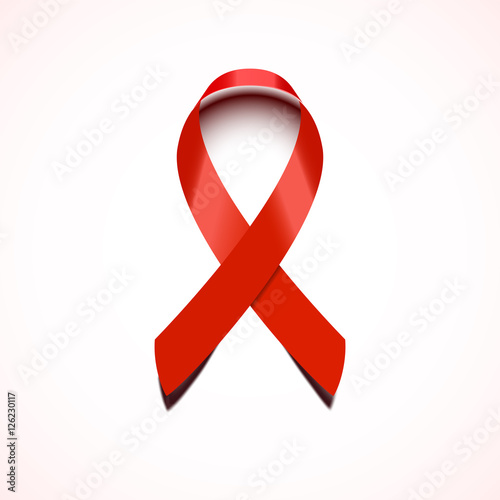 AIDS awareness ribbon vector illustration, isolated on white