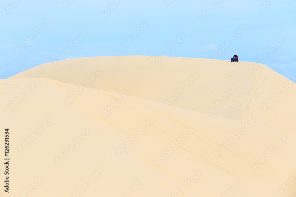 Phan Thiet, Vietnam - July 26th, 2016: Amazing the desert White Sand Dune in Mui Ne, Vietnam
