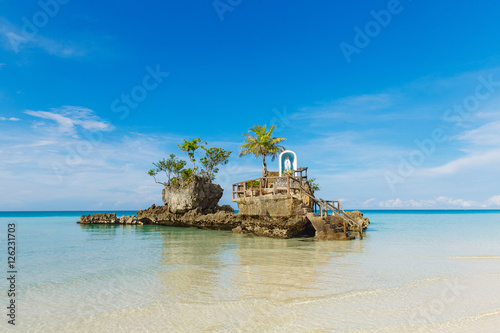 Willy's rock with the statue of the virgin Mary, Boracay island,