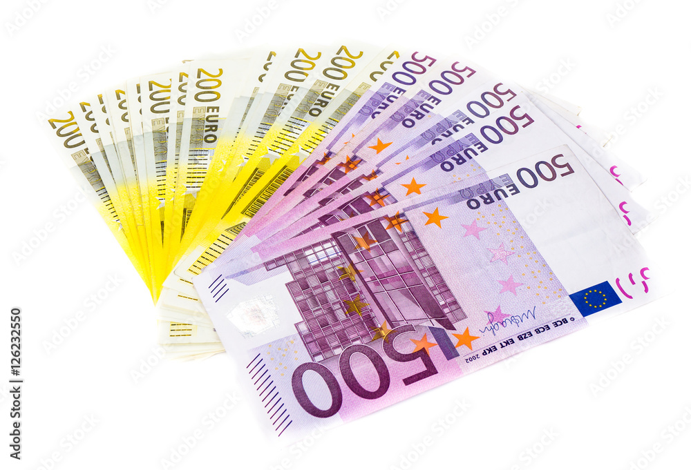 euro money banknotes isolated on white background euro money banknotes isolated on white background