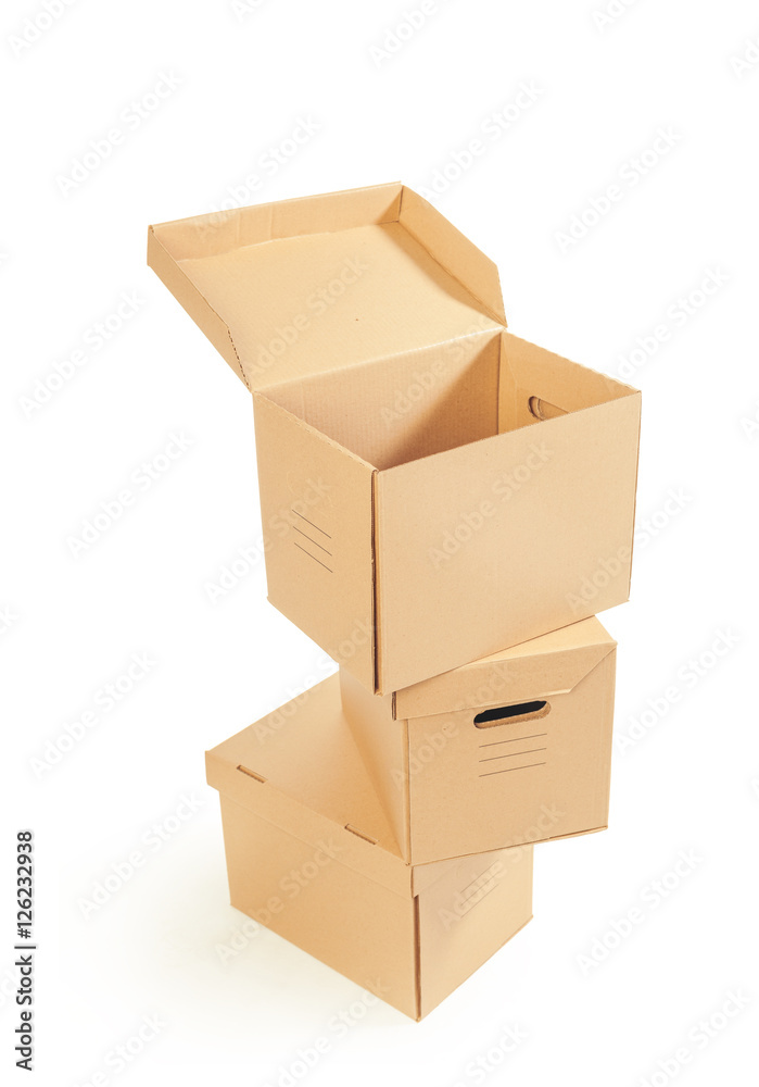 Cardboard boxes isolated over white background Cardboard boxes isolated over white background