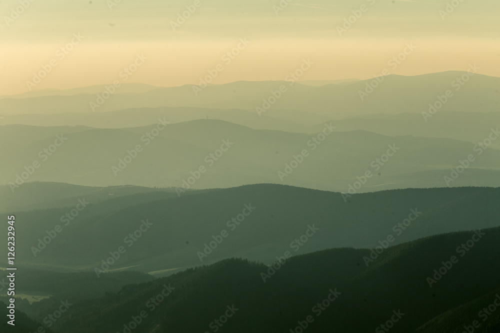A beautiful perspective view above mountains with a gradient