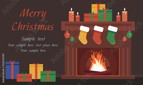 Christmas Card with the fireplace