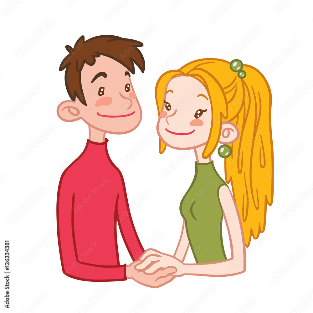 Romantic couple, boy and girl, holding hands. Romantic couple, boy and girl, holding hands.