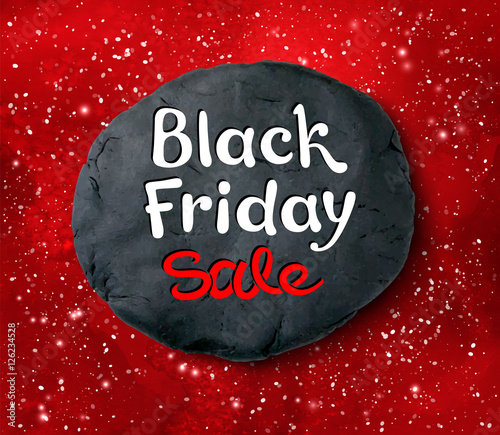 Black Friday lettering and plasticine round banner