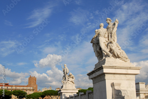 Beautiful sky wiht clouds over Rome historic center seen from Vittoriano  Altar of Nation 