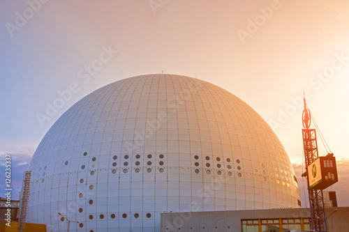 Photography Halbkugel Globen bei Sonnenuntergang in Globen City in Stockholm