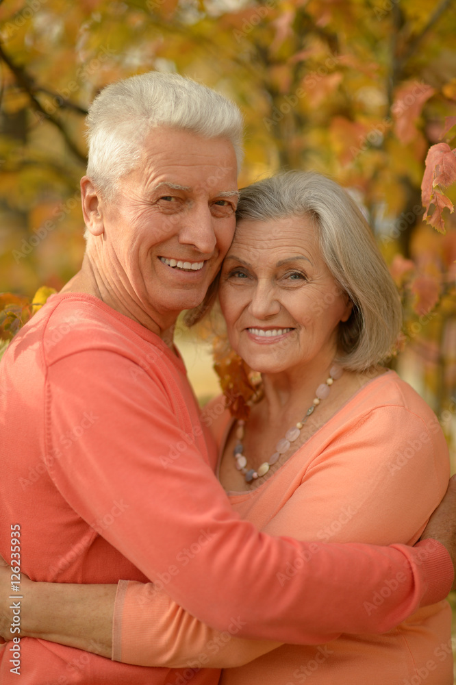 Senior couple in autumn park