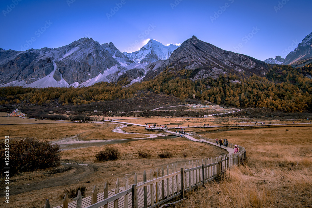 Fototapeta premium Yading national level reserve in Daocheng County, in the southwest of Sichuan Province, China.