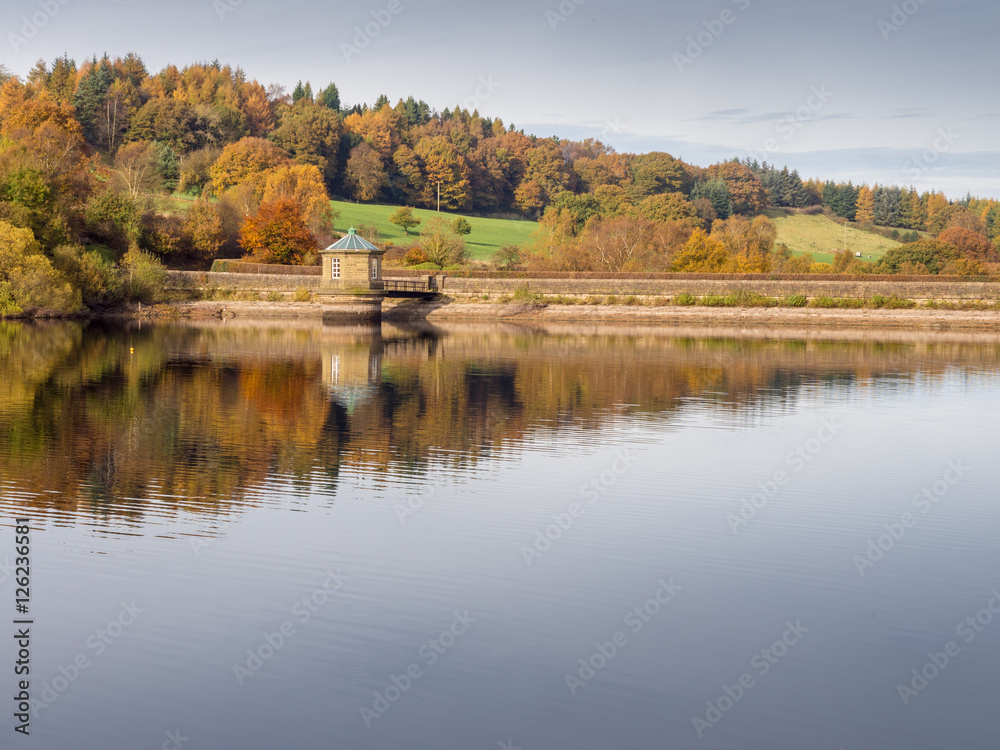 Control Tower and Dam Wall at Fernilee Reservoir, The Goyt Valley, Peak District, UK