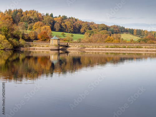 Control Tower and Dam Wall at Fernilee Reservoir, The Goyt Valley, Peak District, UK