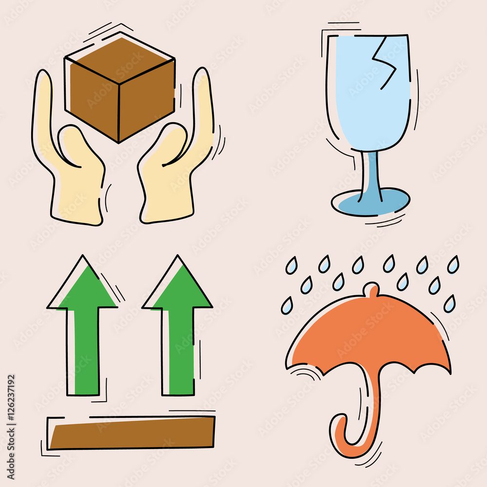 handle with care / fragile symbols for packaging. vector illustration handle with care / fragile symbols for packaging. vector illustration
