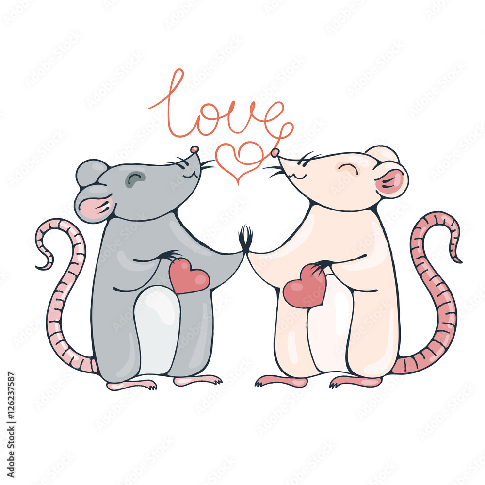 Obraz premium Rats in love.