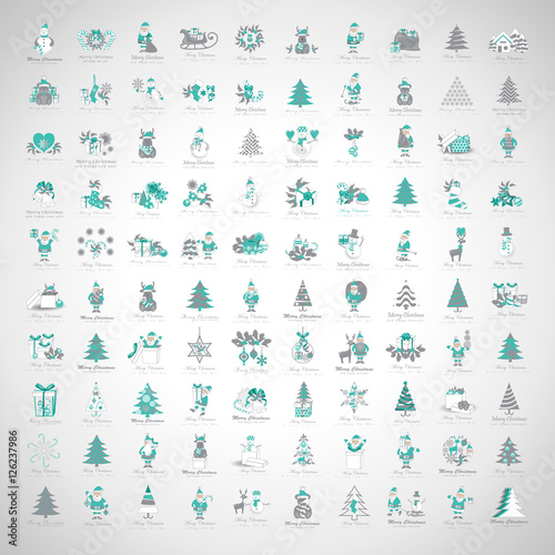 Christmas Icons Set -Isolated On Gray Background.Vector Illustration,Graphic Design.For Web,Websites,App,Print,Presentation Templates,Mobile Applications And Promotional Materials, Hand Drawn © milosdizajn