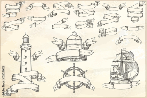 Set of vintage ribbons.