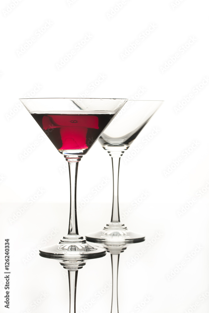 Wineglasses On A Black Glass Studio Background Wineglasses On A Black Glass Studio Background