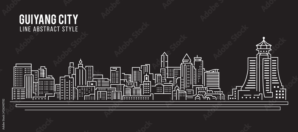 Cityscape Building Line art Vector Illustration design - Guiyang city